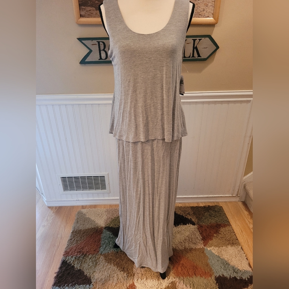 One piece long dress with loose fitting attached top